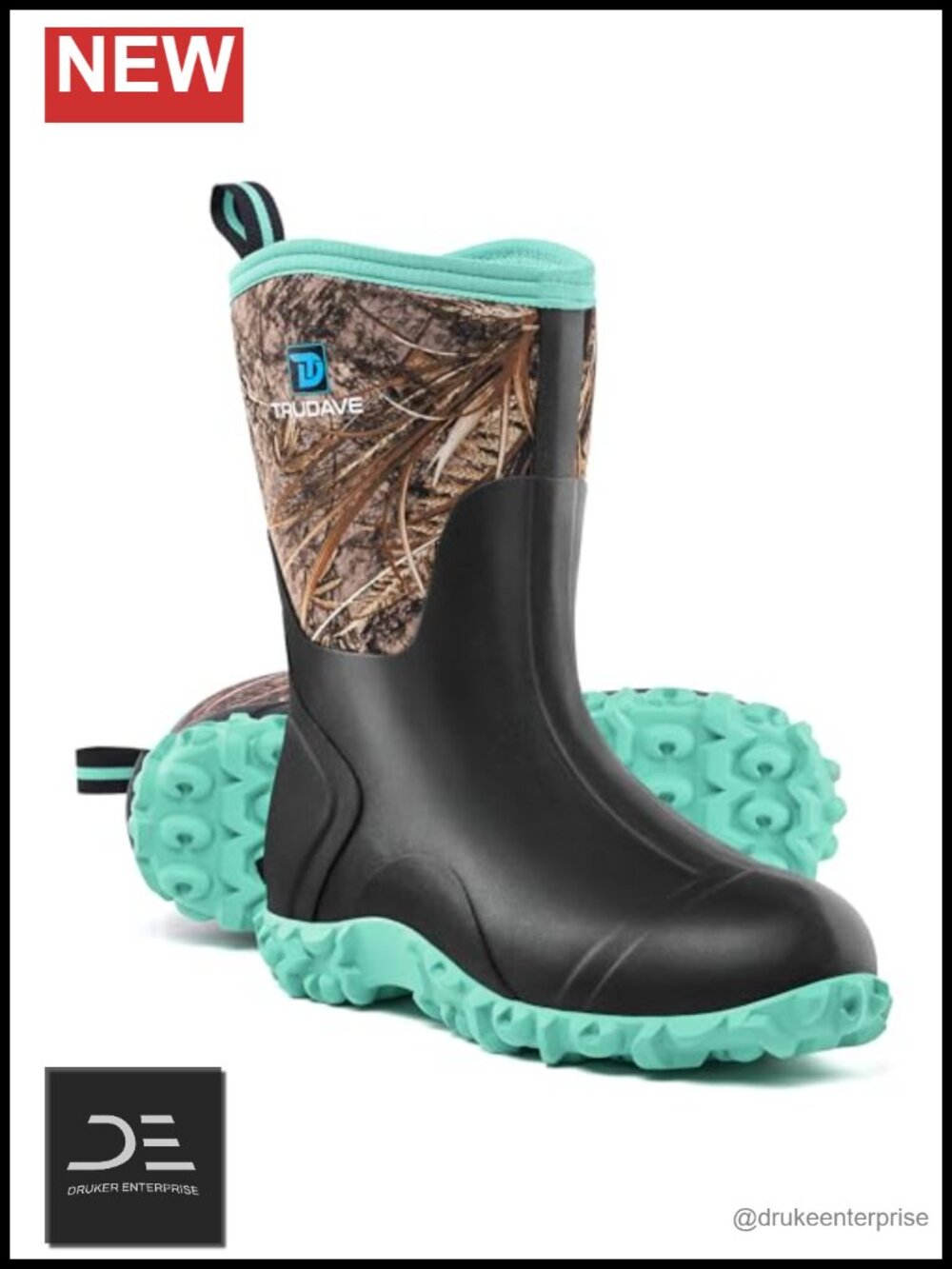 Women's Waterproof Insulated Mid Calf Rain Boots with Steel Shank, Neoprene